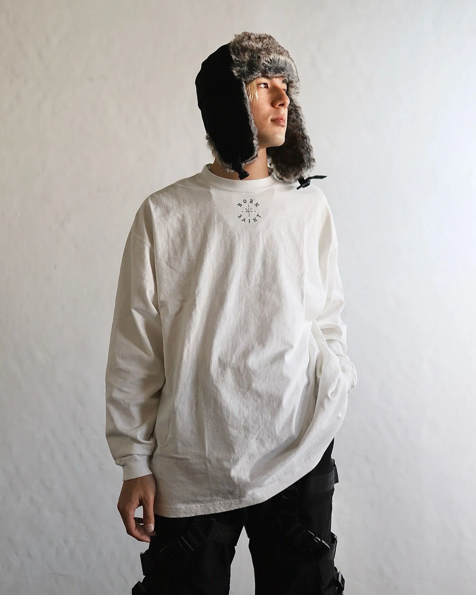 #SA65 SAINT pure cotton long-sleeved T P150 Color: White/Black Size: S-XL